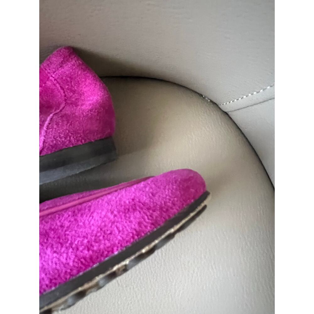 Tory Burch Shoes 6 Loafer Suede Leather Fuchsia Pink Flats Logo Classic Preppy - Picture 6 of 8